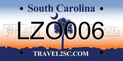 LZO006 South Carolina License Plate