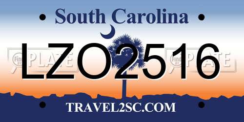 LZO2516 South Carolina License Plate
