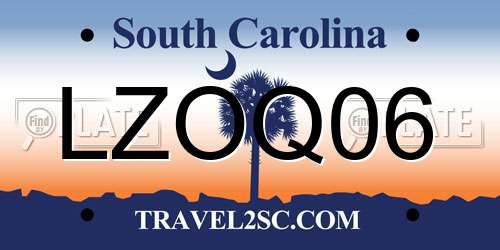 LZOQ06 South Carolina License Plate