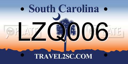 LZQ006 South Carolina License Plate