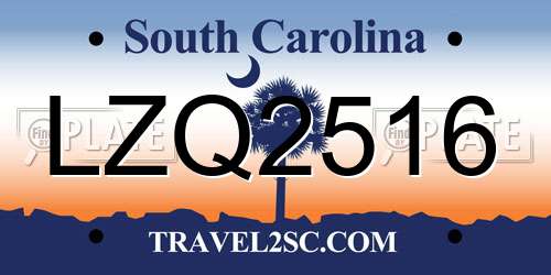 LZQ2516 South Carolina License Plate