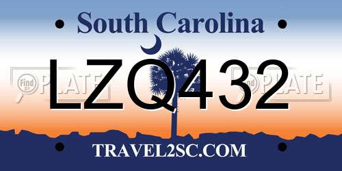 LZQ432 South Carolina License Plate