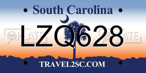 LZQ628 South Carolina License Plate
