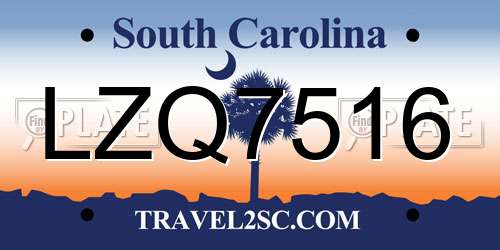 LZQ7516 South Carolina License Plate