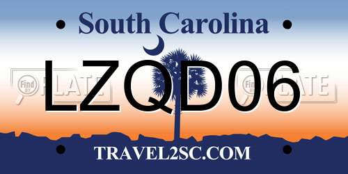 LZQD06 South Carolina License Plate