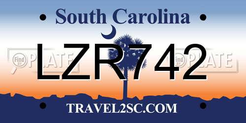 LZR742 South Carolina License Plate