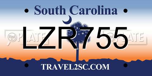 LZR755 South Carolina License Plate