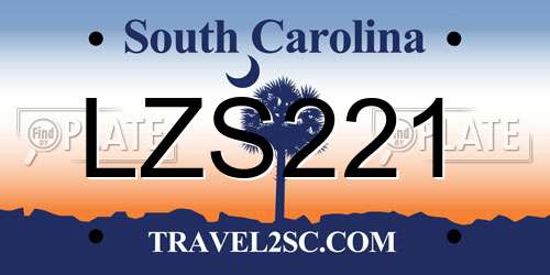 LZS221 South Carolina License Plate