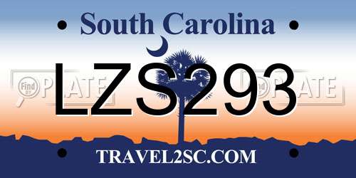 LZS293 South Carolina License Plate