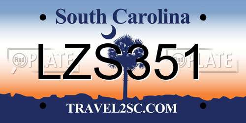 LZS351 South Carolina License Plate