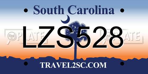 LZS528 South Carolina License Plate