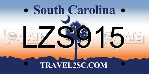 LZS915 South Carolina License Plate