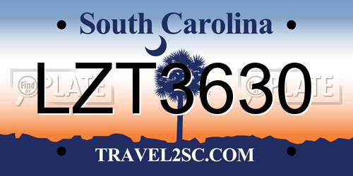 LZT3630 South Carolina License Plate