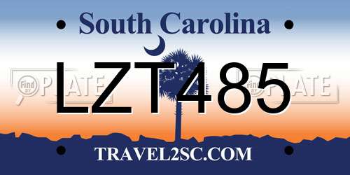 LZT485 South Carolina License Plate