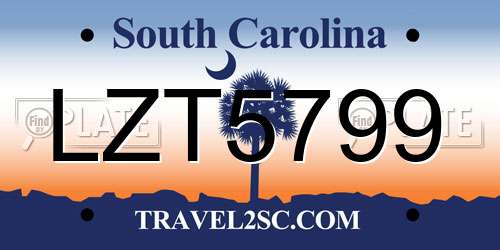 LZT5799 South Carolina License Plate