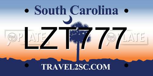LZT777 South Carolina License Plate