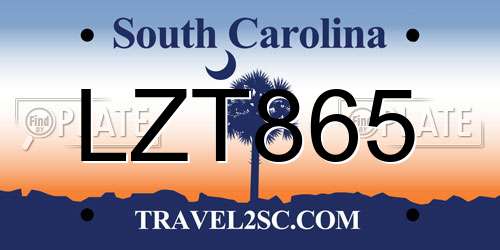 LZT865 South Carolina License Plate