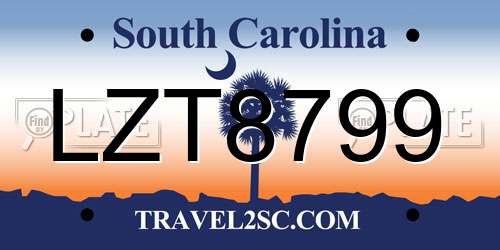 LZT8799 South Carolina License Plate