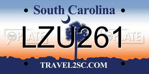 LZU261 South Carolina License Plate