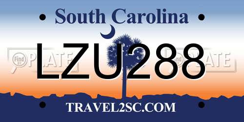 LZU288 South Carolina License Plate