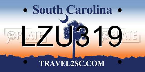 LZU319 South Carolina License Plate