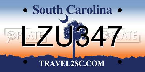 LZU347 South Carolina License Plate