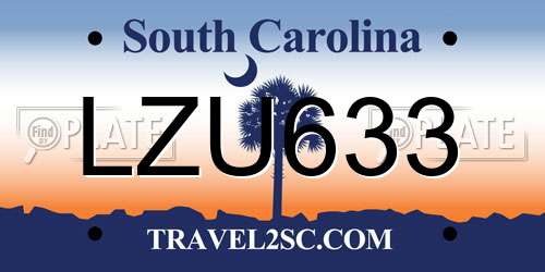 LZU633 South Carolina License Plate