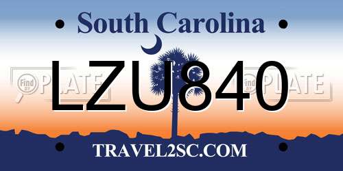 LZU840 South Carolina License Plate