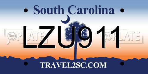 LZU911 South Carolina License Plate