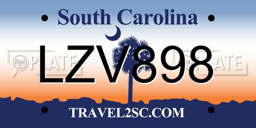 LZV898 South Carolina License Plate