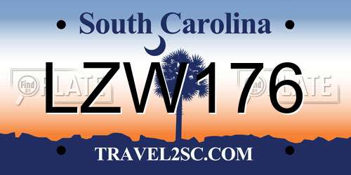 LZW176 South Carolina License Plate