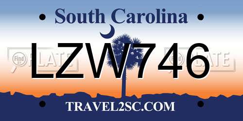 LZW746 South Carolina License Plate