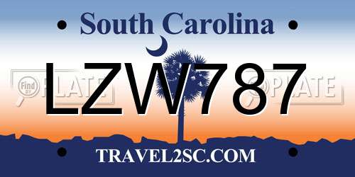 LZW787 South Carolina License Plate