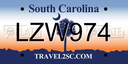 LZW974 South Carolina License Plate