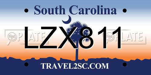 LZX811 South Carolina License Plate