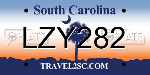 LZY282 South Carolina License Plate