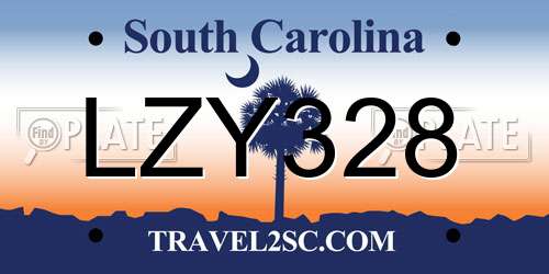 LZY328 South Carolina License Plate