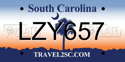 LZY657 South Carolina License Plate