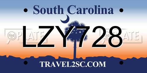 LZY728 South Carolina License Plate