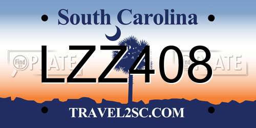 LZZ408 South Carolina License Plate