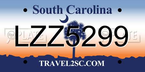 LZZ5299 South Carolina License Plate