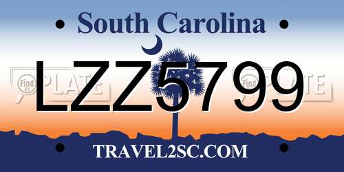 LZZ5799 South Carolina License Plate