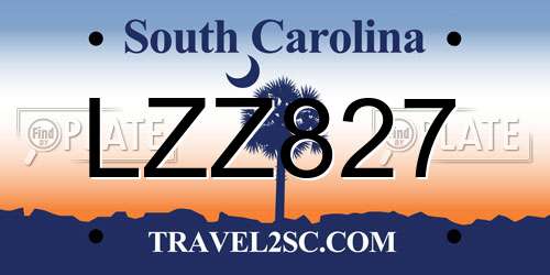 LZZ827 South Carolina License Plate
