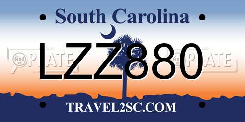 LZZ880 South Carolina License Plate