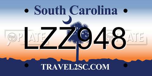 LZZ948 South Carolina License Plate