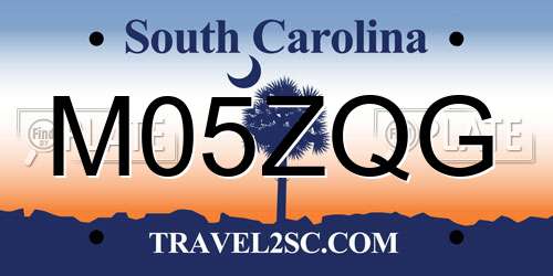 M05ZQG South Carolina License Plate