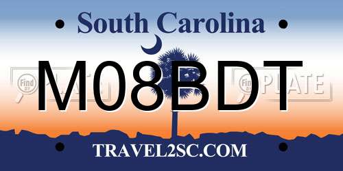M08BDT South Carolina License Plate