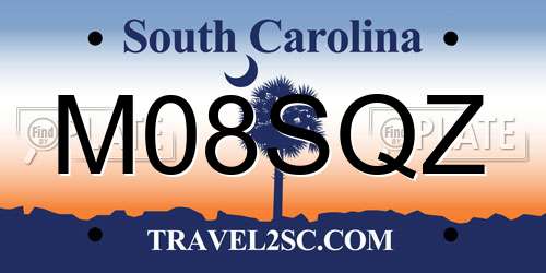 M08SQZ South Carolina License Plate