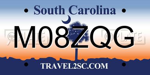 M08ZQG South Carolina License Plate