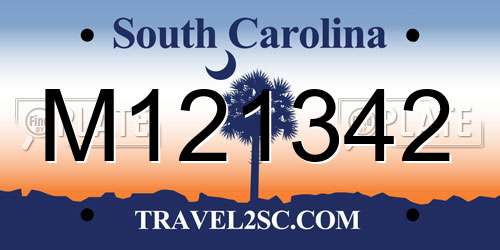 M121342 South Carolina License Plate